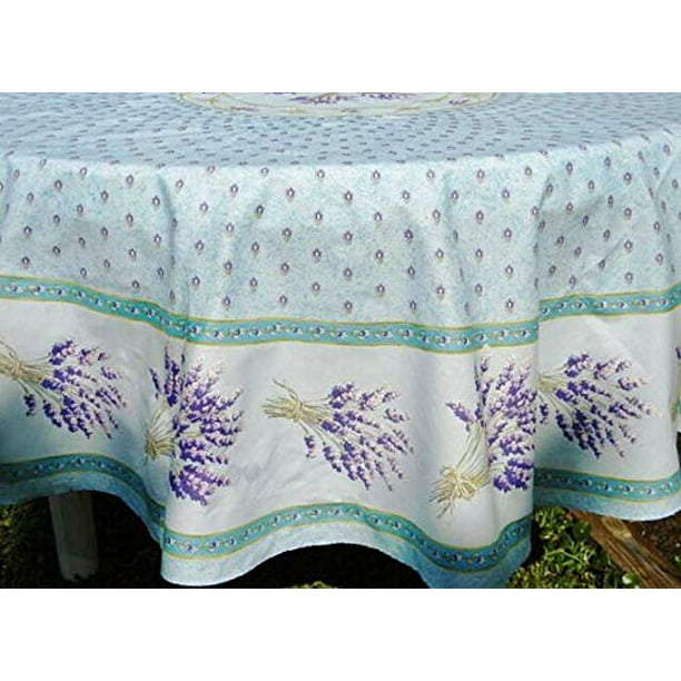 LISA BLUE 70/" ROUND FRENCH PROVENCE 100/% COATED COTTON TABLECLOTH LE CLUNY